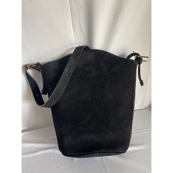 Bruno Magli Black Suede Bucket Bag – Made in Italy - Picture 3 of 9
